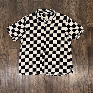 Black and White Checkered Button-Up Shirt